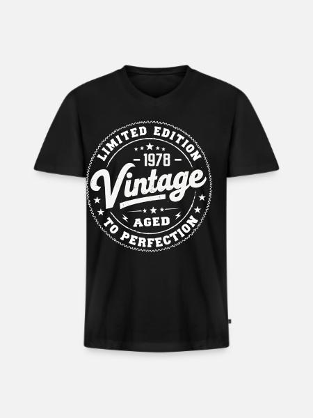 Legend sedan 1978 Fantastiskt sedan 1978 Retro 1978 - Ekologisk premium-T-shirt med V-ringning herr - svart