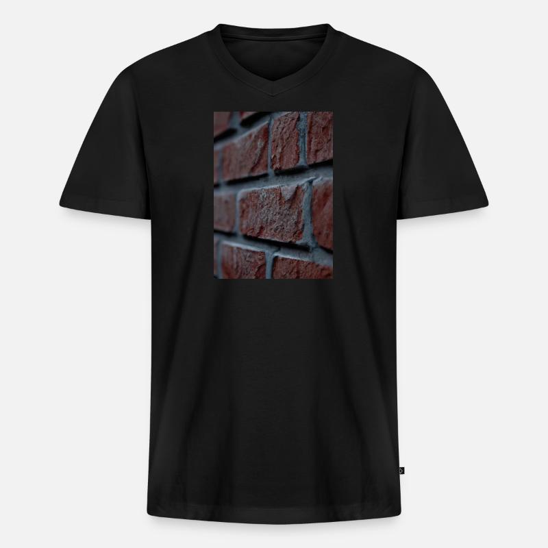 Backsteinmauer - Männer Premium Bio T-Shirt mit V-Ausschnitt - Schwarz