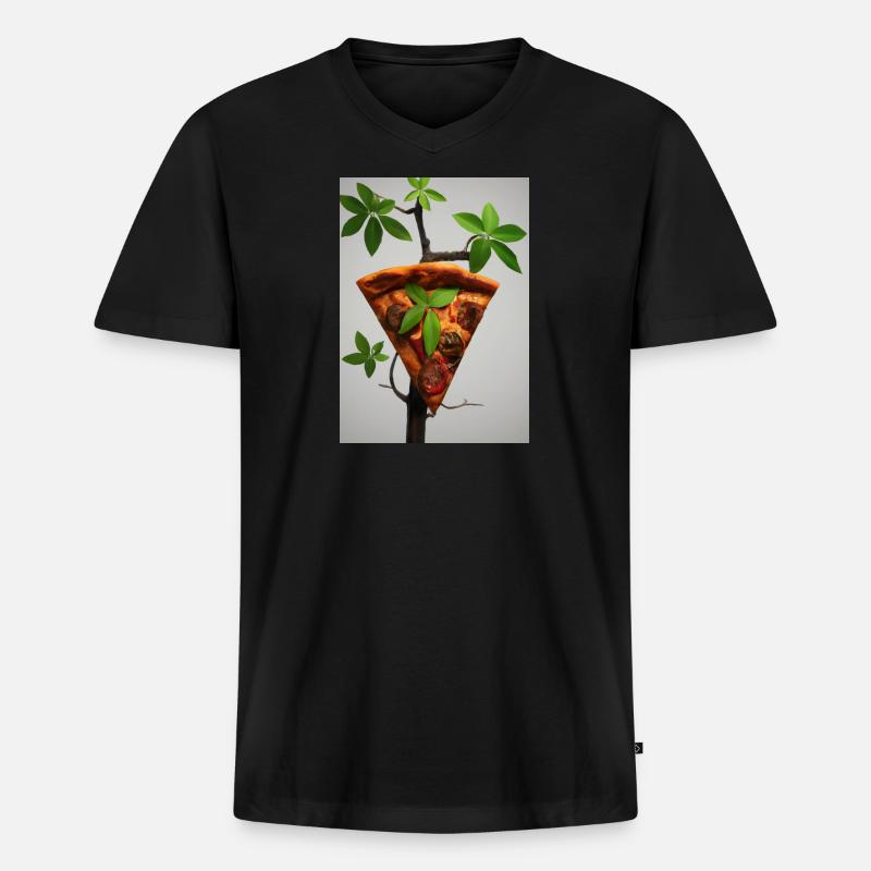 Wachsende Pizza - Männer Premium Bio T-Shirt mit V-Ausschnitt - Schwarz