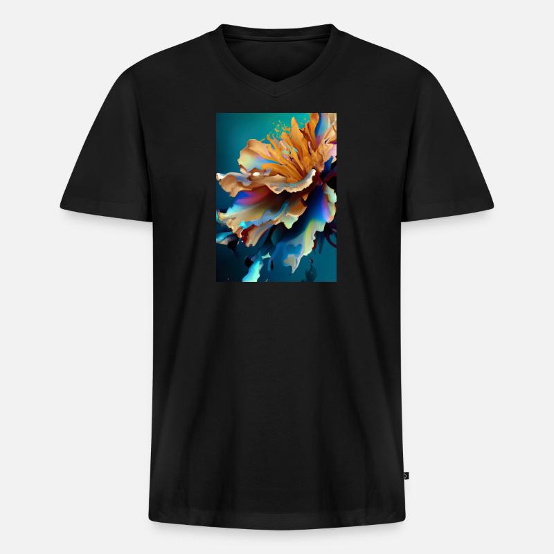 Abstrakte Blume - Männer Premium Bio T-Shirt mit V-Ausschnitt - Schwarz