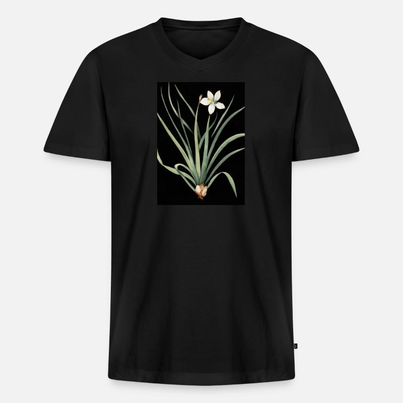 Frontlicht Blume - Männer Premium Bio T-Shirt mit V-Ausschnitt - Schwarz