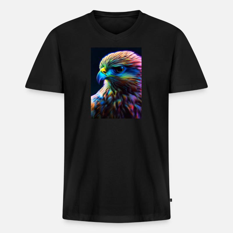Buntes Vogelgesicht - Männer Premium Bio T-Shirt mit V-Ausschnitt - Schwarz