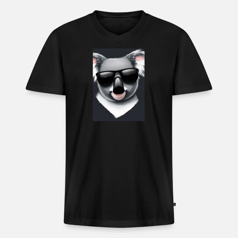 Koala mit Sonnenbrille - Männer Premium Bio T-Shirt mit V-Ausschnitt - Schwarz