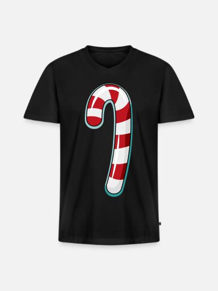 Candy Cane Striped Design - Men's Premium Organic T-shirt with V-neck - black