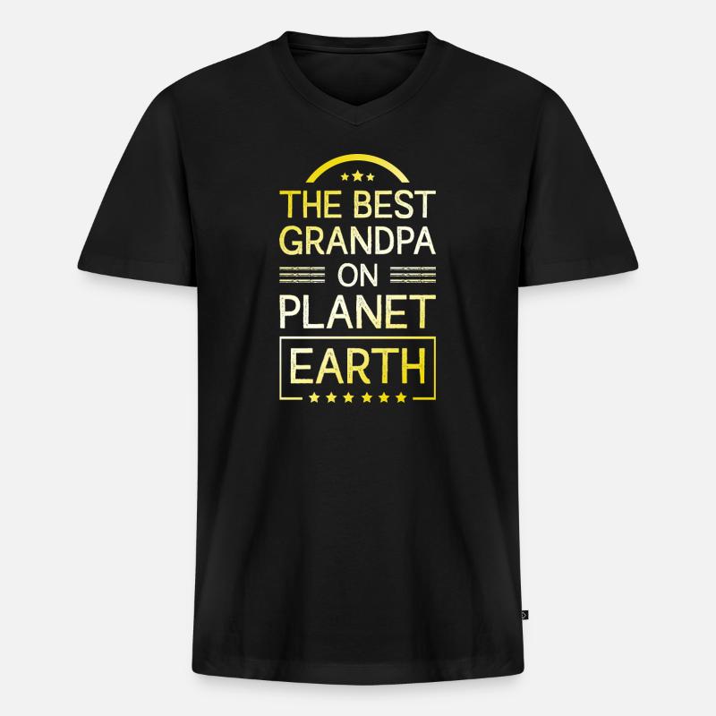 Bester Opa Spruch - Männer Premium Bio T-Shirt mit V-Ausschnitt - Schwarz