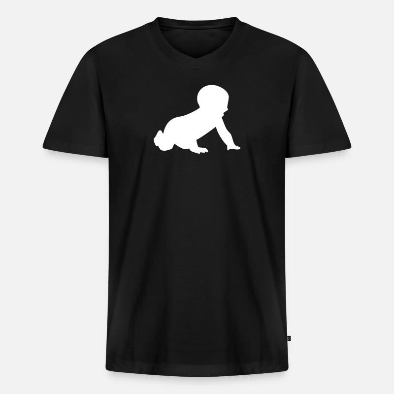 Krabbelnde Baby-Silhouette - Männer Premium Bio T-Shirt mit V-Ausschnitt - Schwarz