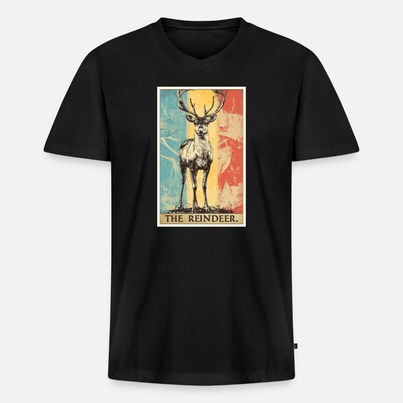Rentiere Rentier - Männer Premium Bio T-Shirt mit V-Ausschnitt - Schwarz