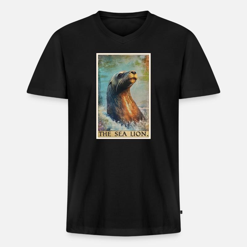 Seelöwen Seelöwe - Männer Premium Bio T-Shirt mit V-Ausschnitt - Schwarz