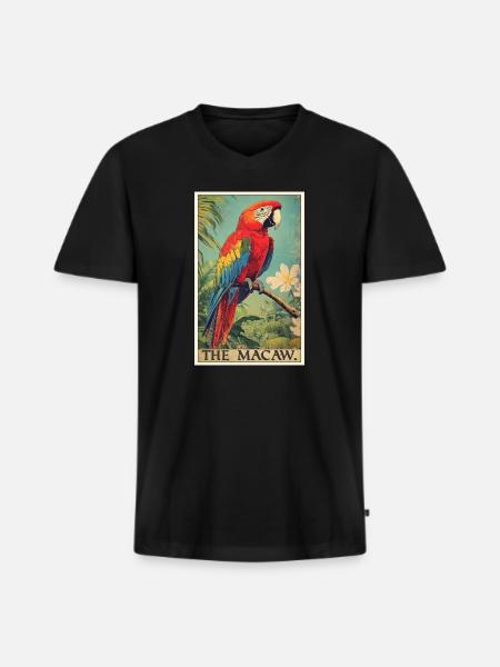 Macaw's Era - Men's Premium Organic T-shirt with V-neck - black