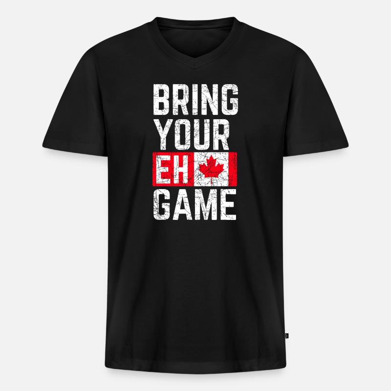 Bring dein Eh-Spiel mit - Männer Premium Bio T-Shirt mit V-Ausschnitt - Schwarz