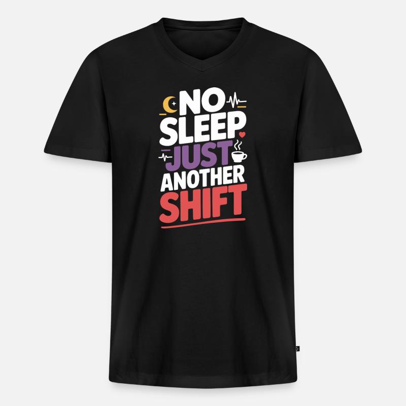 Nachtschicht-krankenschwester, Müde - Männer Premium Bio T-Shirt mit V-Ausschnitt - Schwarz