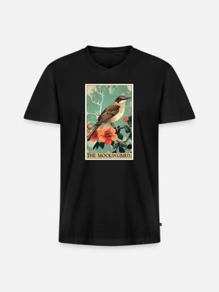 Oiseaux moqueurs Oiseaux moqueurs - T-shirt encolure en V Premium bio Homme - noir