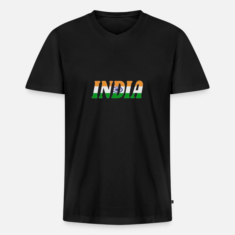 India - Männer Premium Bio T-Shirt mit V-Ausschnitt - Schwarz
