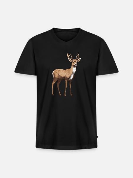 Cerf - T-shirt encolure en V Premium bio Homme - noir