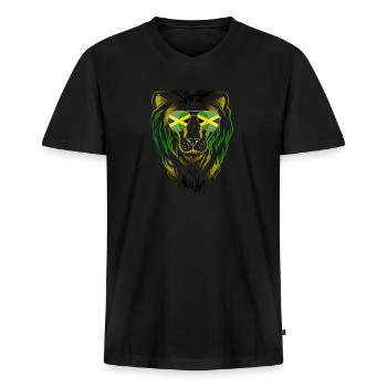 Jamaïque - T-shirt encolure en V Premium bio Homme - noir - Devant - Nico (187cm)