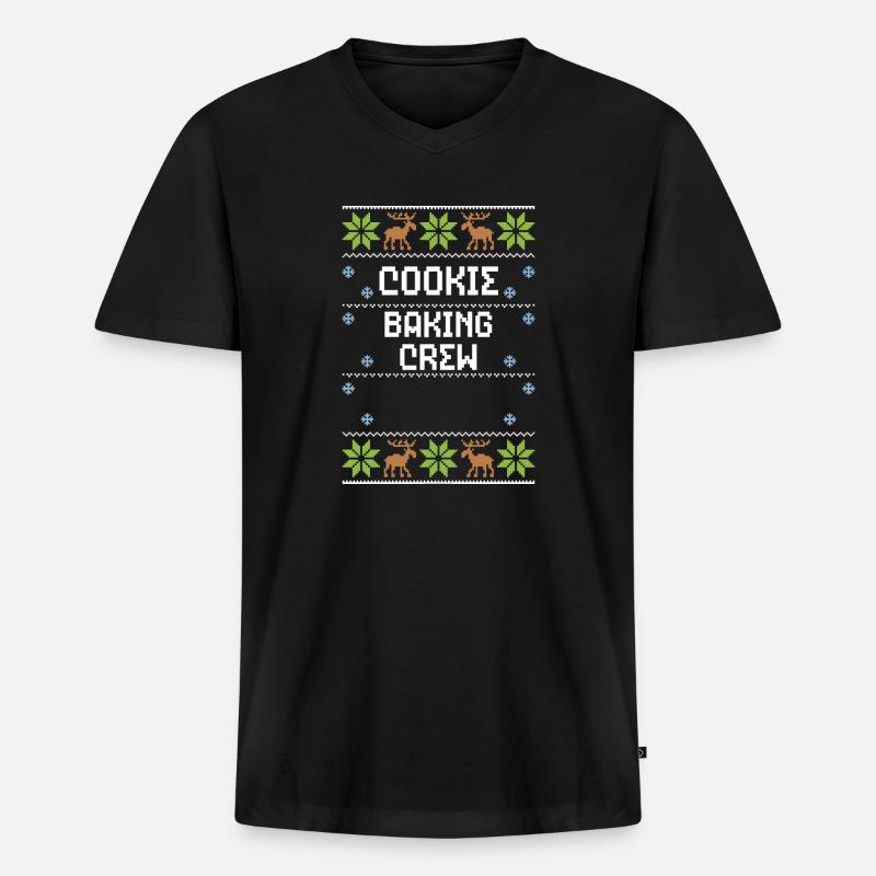 Cookie Baking Crew - Männer Premium Bio T-Shirt mit V-Ausschnitt - Schwarz