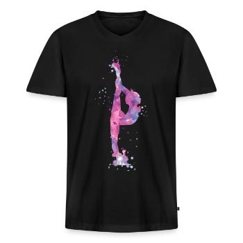 Turnerin - Männer Premium Bio T-Shirt mit V-Ausschnitt - Schwarz - Vorne - Nico (187cm)