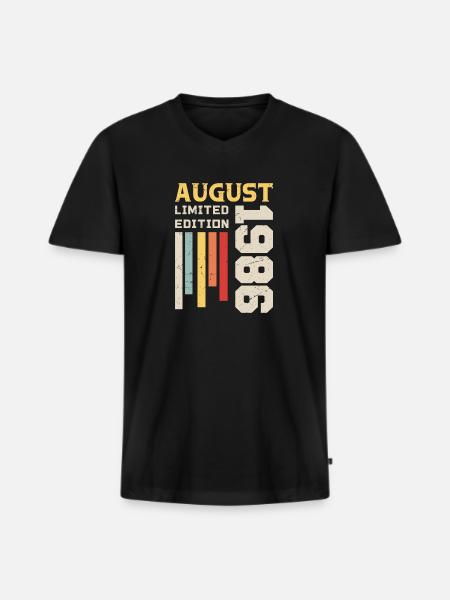 August 1986 - Fødselsdagsgave August 1986 August - Premium økologisk T-shirt med V-hals til mænd - sort