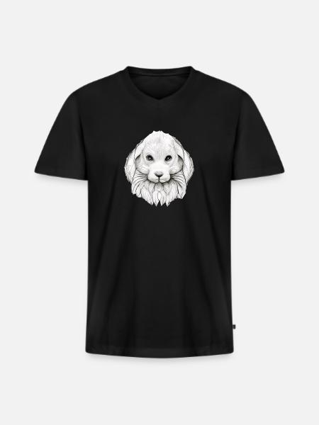 Rabbit in Comic Style - Men's Premium Organic T-shirt with V-neck - black