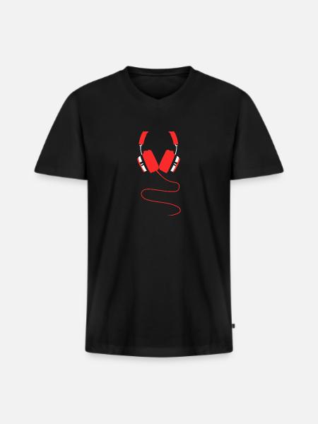 Headphones Deejay Design - Männer Premium Bio T-Shirt mit V-Ausschnitt - Schwarz