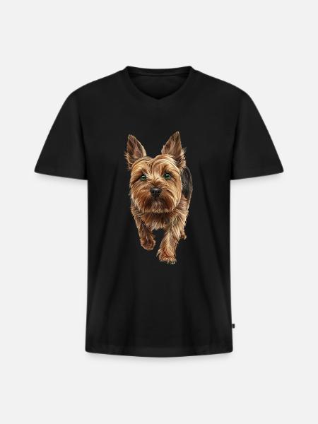 Cairn Terrier - Männer Premium Bio T-Shirt mit V-Ausschnitt - Schwarz