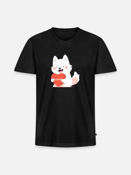 Chien aimant sa mère - T-shirt encolure en V Premium bio Homme - noir
