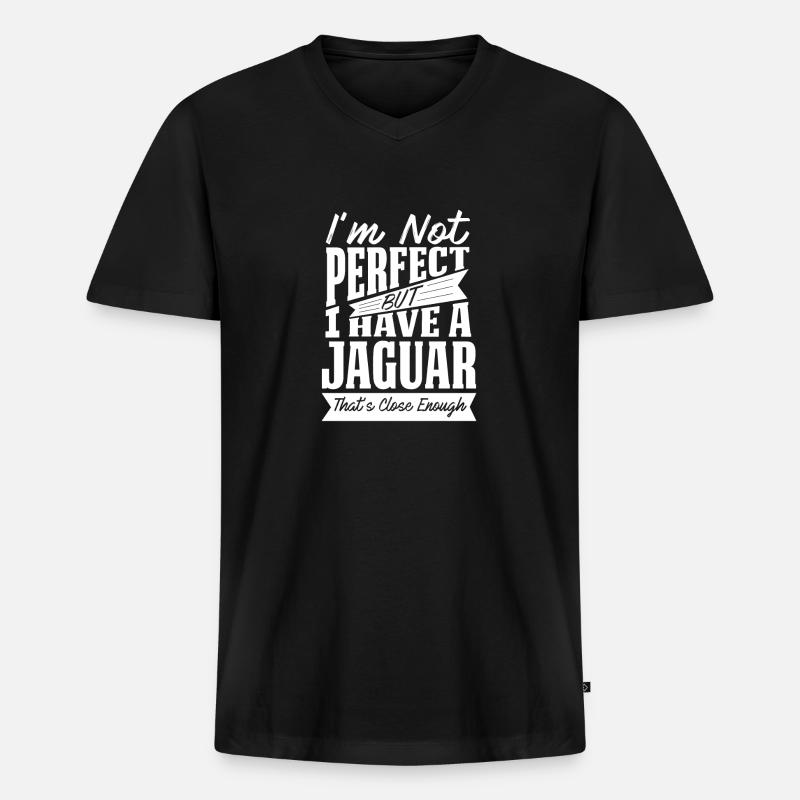 PERFEKT MIT JAGUAR W. - Männer Premium Bio T-Shirt mit V-Ausschnitt - Schwarz