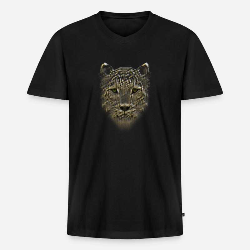 LEOPARD - Männer Premium Bio T-Shirt mit V-Ausschnitt - Schwarz
