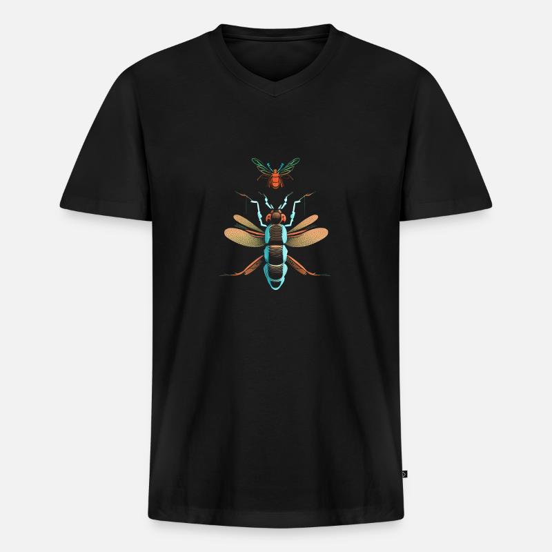 Insect Attack - big eats small - Men's Premium Organic T-shirt with V-neck - black