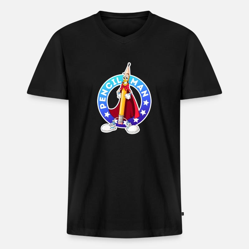 Bleistift-Mann - Männer Premium Bio T-Shirt mit V-Ausschnitt - Schwarz