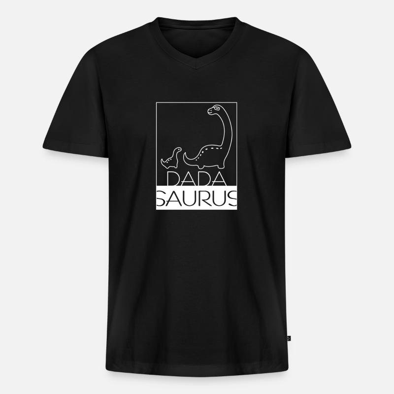Dadasaurus - Männer Premium Bio T-Shirt mit V-Ausschnitt - Schwarz