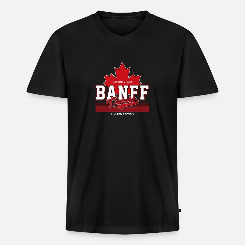 Banff Canada - Männer Premium Bio T-Shirt mit V-Ausschnitt - Schwarz