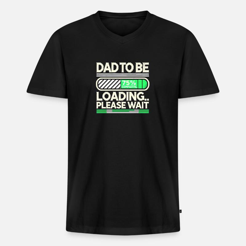 Papa wird geladen Bitte warten - Männer Premium Bio T-Shirt mit V-Ausschnitt - Schwarz