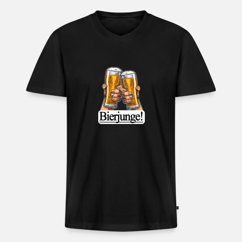 Bierjunge! - Männer Premium Bio T-Shirt mit V-Ausschnitt - Schwarz