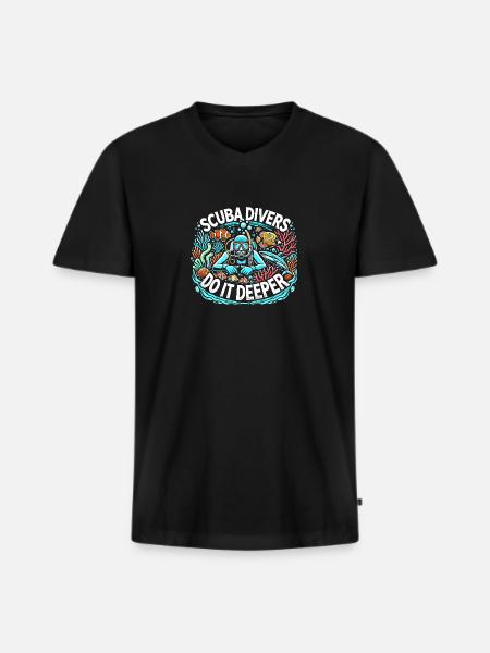 Taucher machen es tiefer - Männer Premium Bio T-Shirt mit V-Ausschnitt - Schwarz