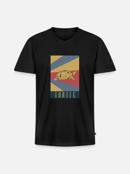 Sköldpadda Retro Sköldpadda Sköldpadda - Ekologisk premium-T-shirt med V-ringning herr - svart