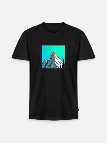 Mountain Paintings - Men's Premium Organic T-shirt with V-neck - black