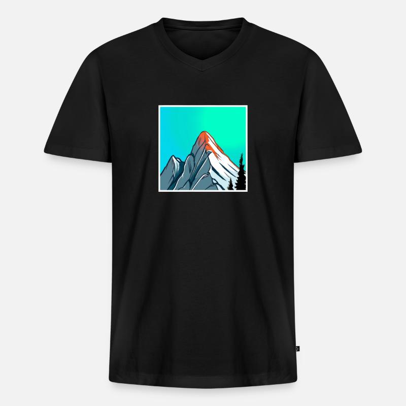 Berg Gemälde - Männer Premium Bio T-Shirt mit V-Ausschnitt - Schwarz