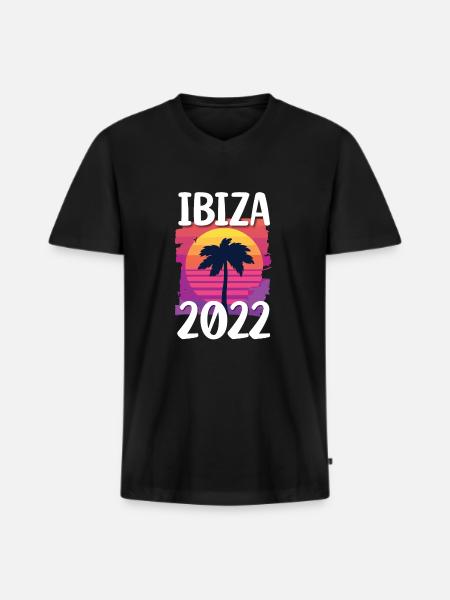 Ibiza 2022 - T-shirt encolure en V Premium bio Homme - noir