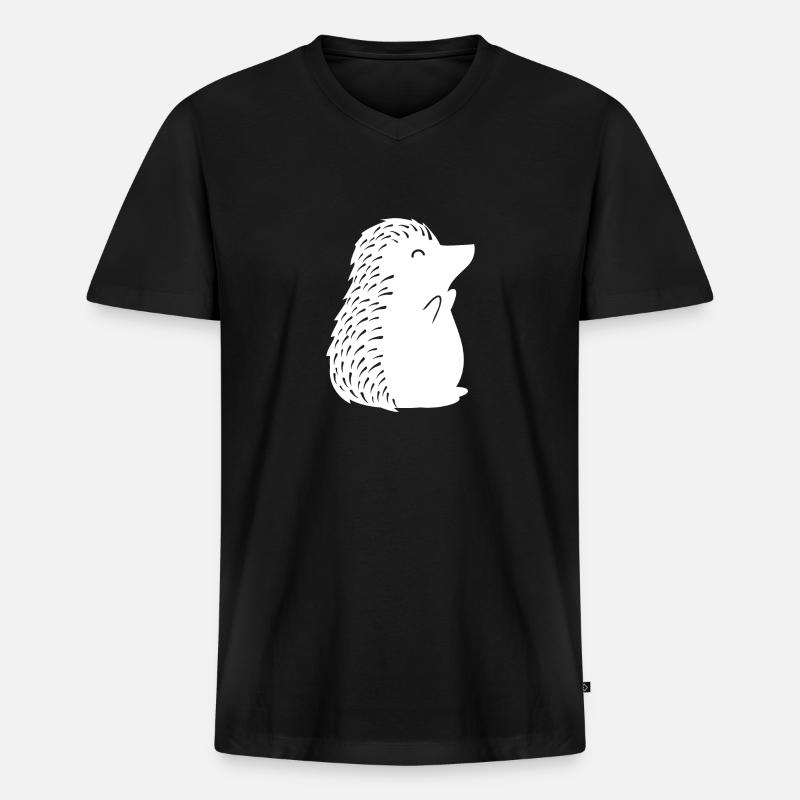 Tier des Waldes Igel gezeichnet - Männer Premium Bio T-Shirt mit V-Ausschnitt - Schwarz