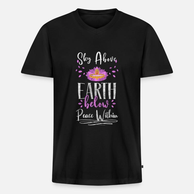 Meditation Seele Mandala - Männer Premium Bio T-Shirt mit V-Ausschnitt - Schwarz