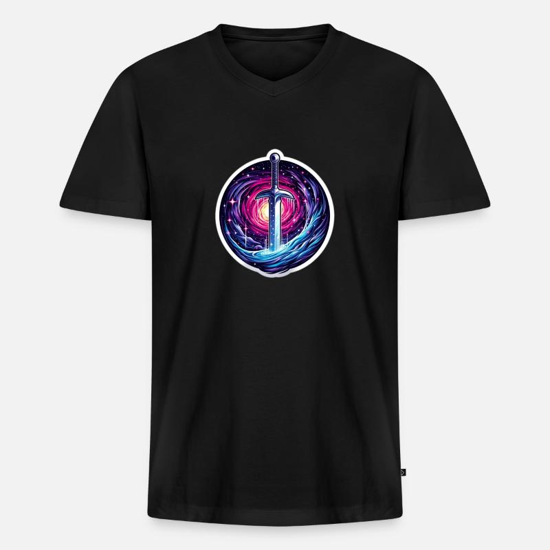 Celestial Sword - Männer Premium Bio T-Shirt mit V-Ausschnitt - Schwarz