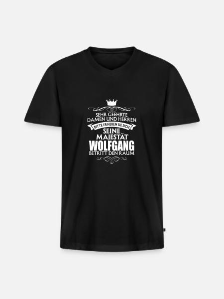 WOLFGANG - Männer Premium Bio T-Shirt mit V-Ausschnitt - Schwarz