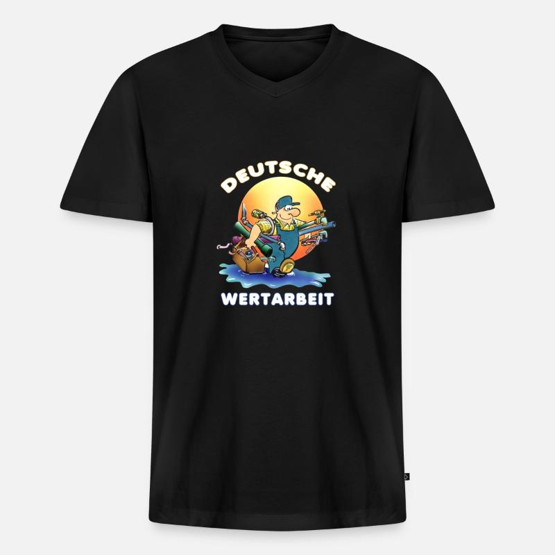 Handwerker - Männer Premium Bio T-Shirt mit V-Ausschnitt - Schwarz