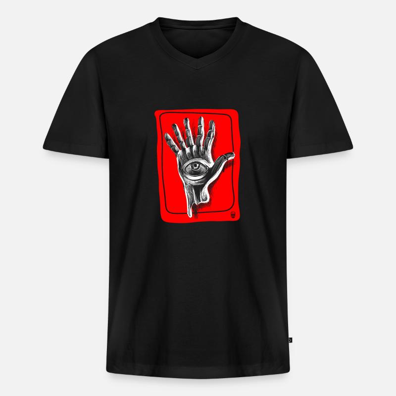 Hand sechs Finger - Männer Premium Bio T-Shirt mit V-Ausschnitt - Schwarz