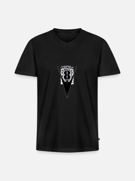 v8 - Männer Premium Bio T-Shirt mit V-Ausschnitt - Schwarz