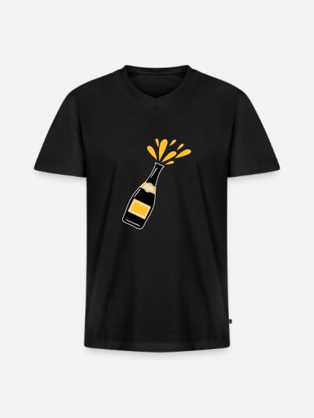 Schampus - Männer Premium Bio T-Shirt mit V-Ausschnitt - Schwarz