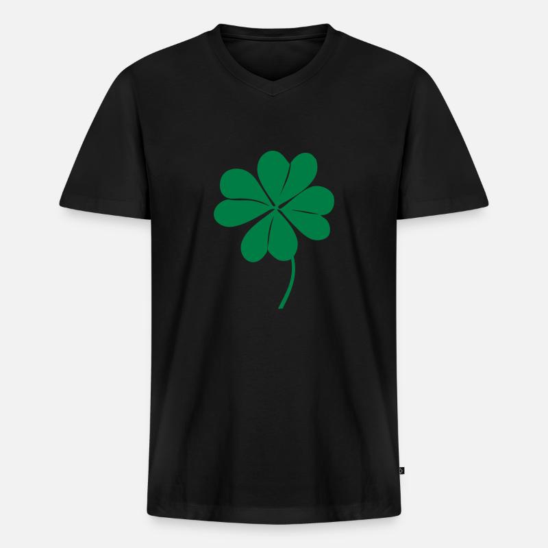 klee mit 4 blaettern - Männer Premium Bio T-Shirt mit V-Ausschnitt - Schwarz