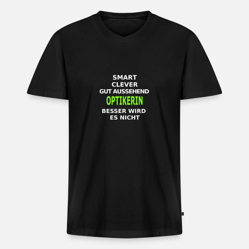 optikerin - Männer Premium Bio T-Shirt mit V-Ausschnitt - Schwarz