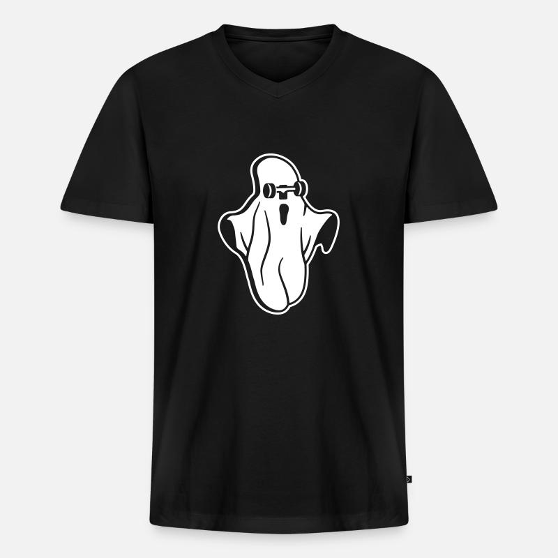 Skateboard Geist - Männer Premium Bio T-Shirt mit V-Ausschnitt - Schwarz